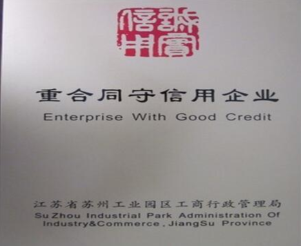 苏州天龙制药首获“重条约守信用企业”称呼